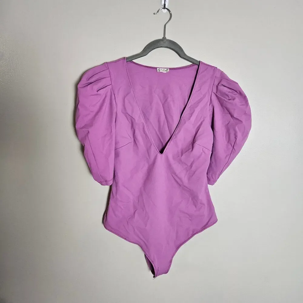 NWT Free People Va Va Voop Thong Bodysuit Wild Berry Sz Medium